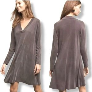 Anthropologie Dolan Left Coast Collection V Neck Long Sleeve Gray Dress, Size L